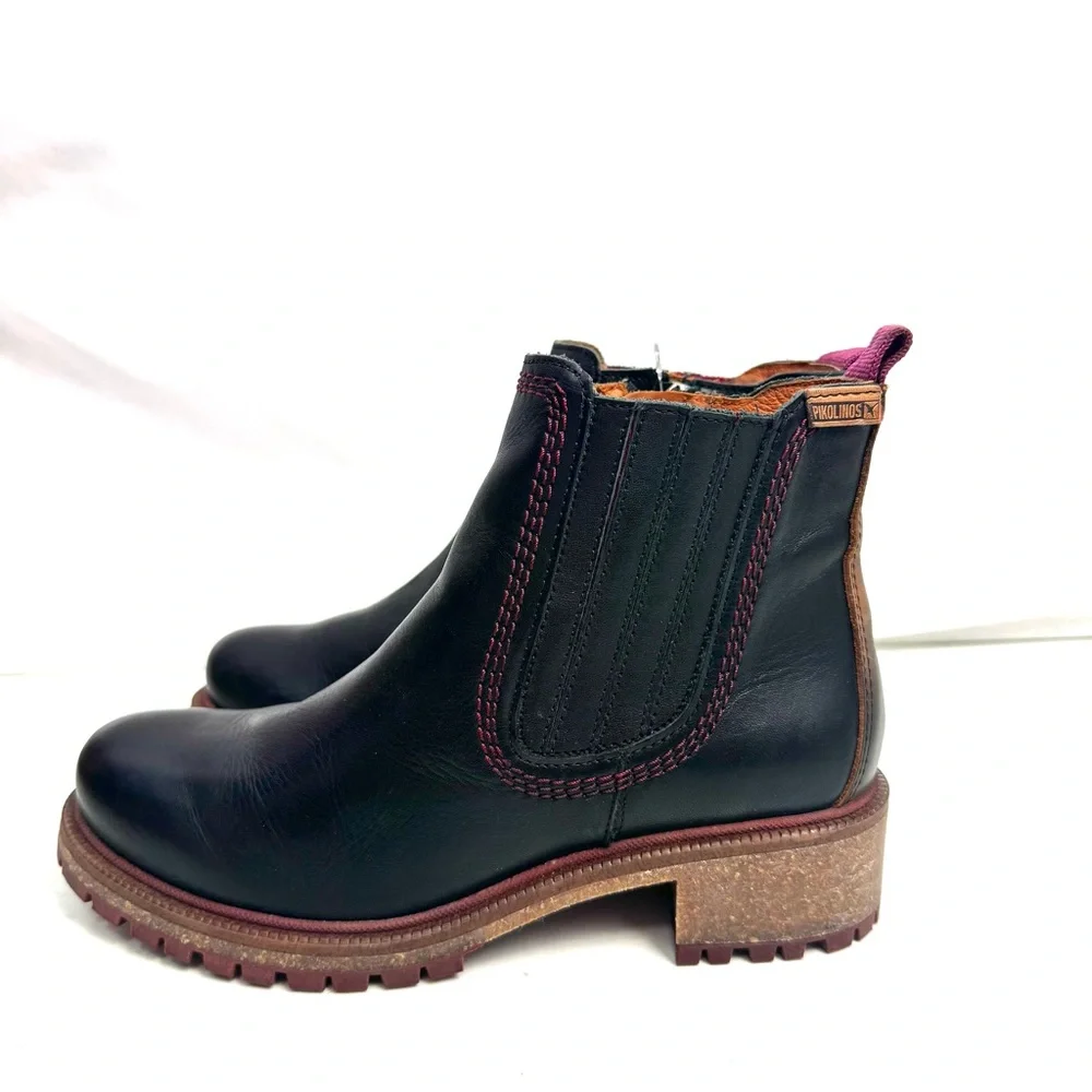 New PIKOLINOS Aspe Black Chelsea BootiesBoots Shoes Size 36/ 6 - Picture 3 of 5